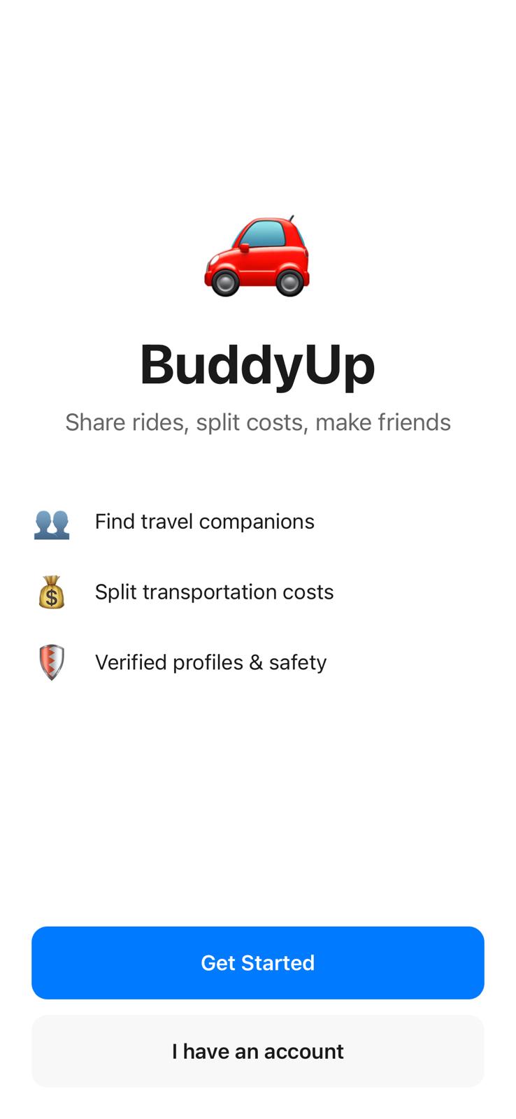 BuddyUp Onboarding Screen